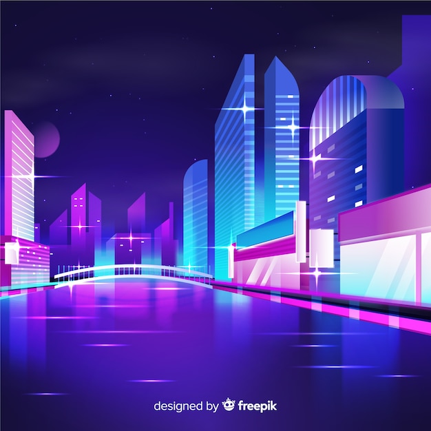 Free Vector futuristic night city background