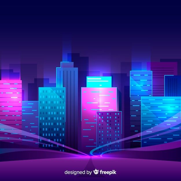 Free vector futuristic night city background