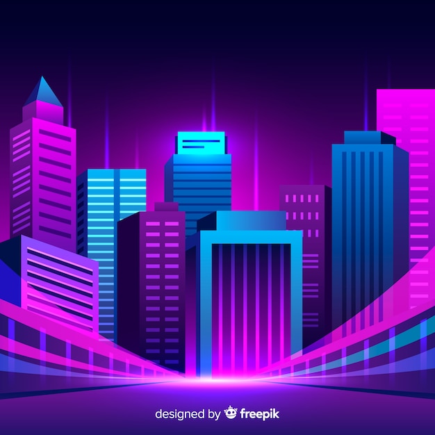 Futuristic night city background