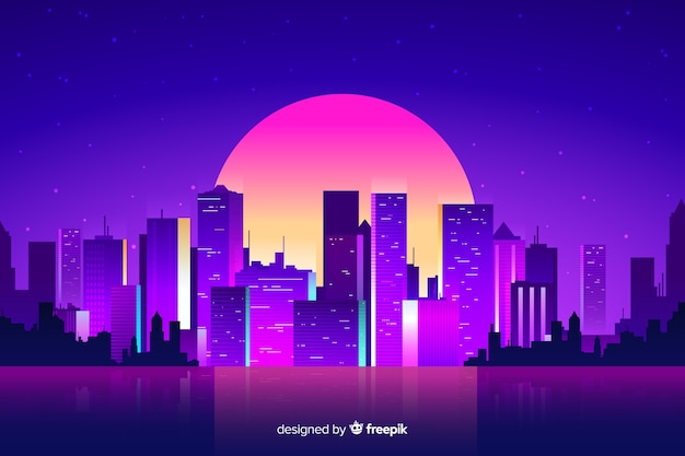 Free Vector futuristic night city background