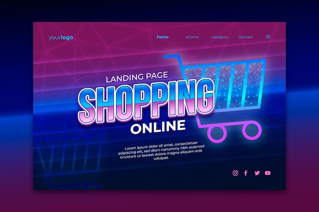 Futuristic online shopping landing page