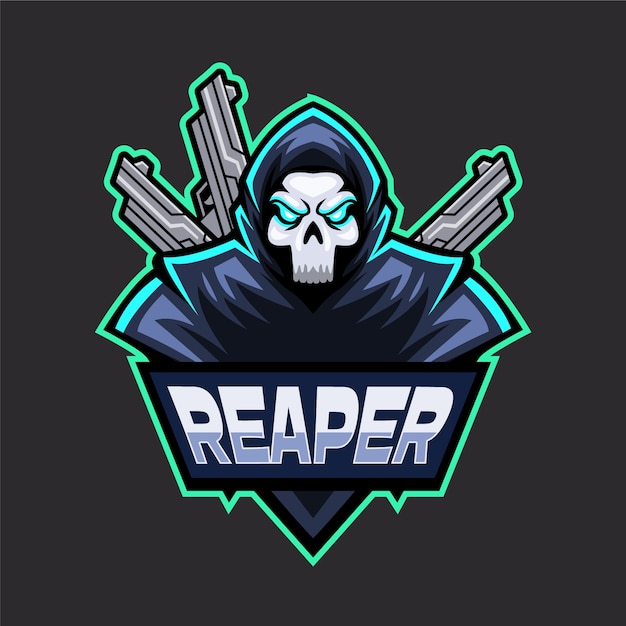 Futuristic reaper with weapons logo template