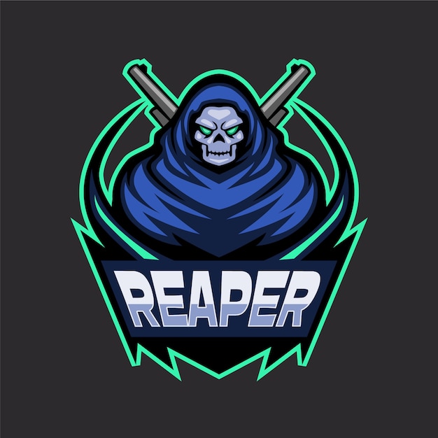 Free vector futuristic reaper with weapons logo