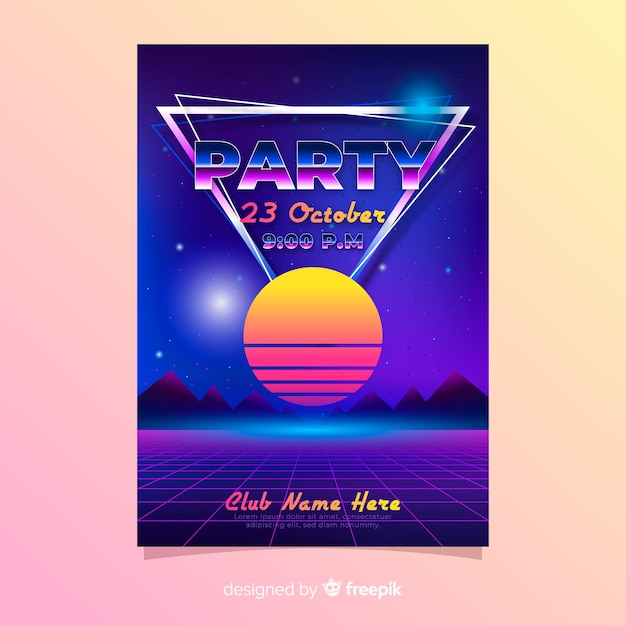 Free vector futuristic retro music poster template