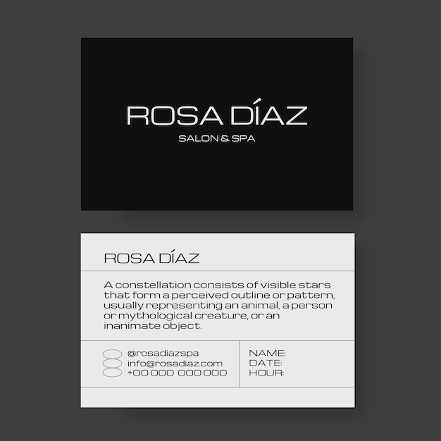 Futuristic rosa díaz spa business card