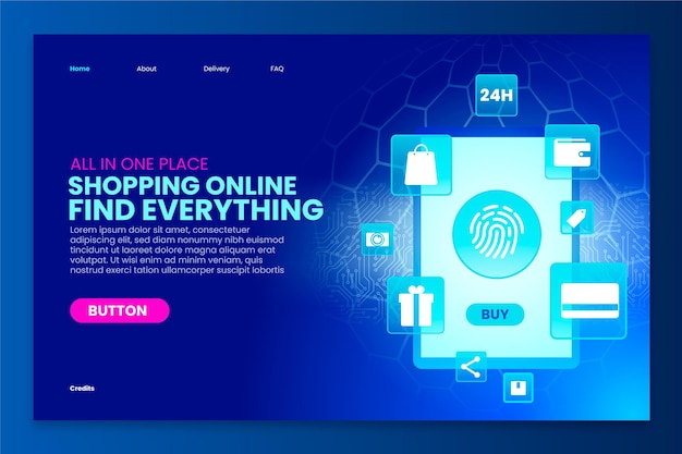 Futuristic shopping online landing page