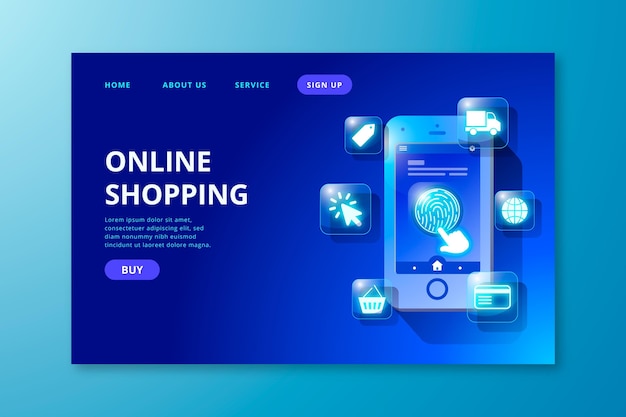 Free Vector futuristic shopping online landing page