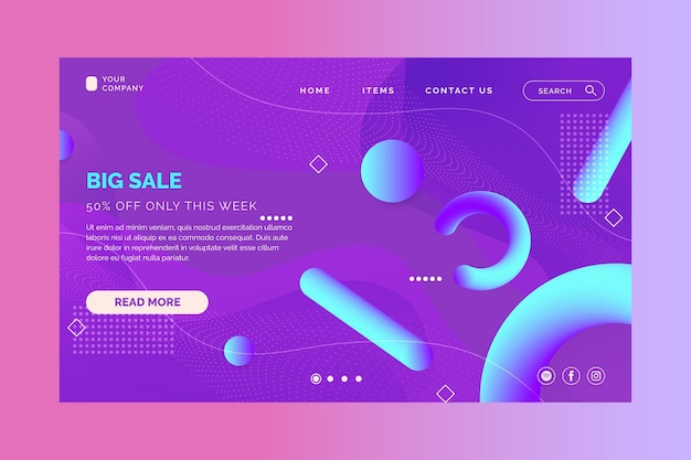 Futuristic shopping online landing page