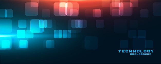 Free Vector futuristic technology banner with red and blue lights