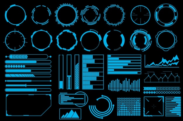 Futuristic user interface elements vector set.