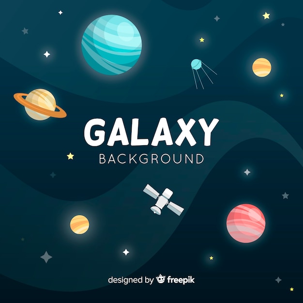 Galaxy background with different planets