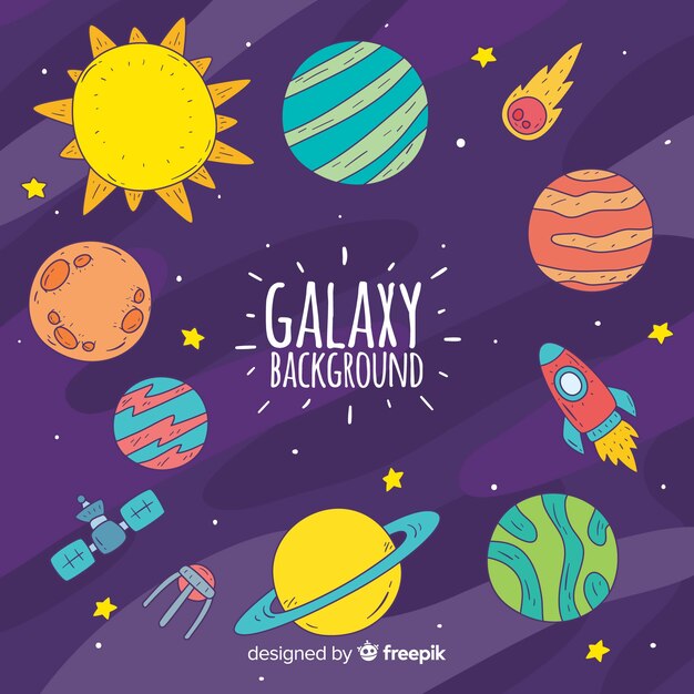 Galaxy background with planets