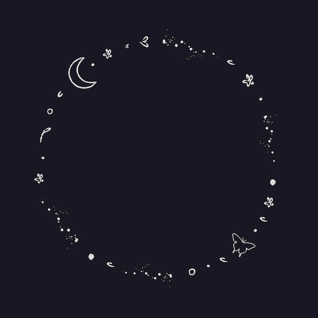 Free Vector galaxy decorated minimal line art frame vector