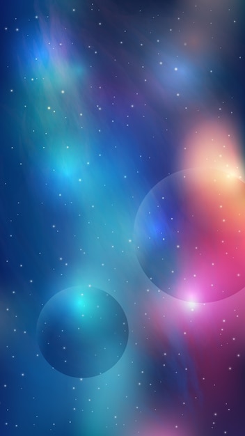 Galaxy mobile background with iridescent effect