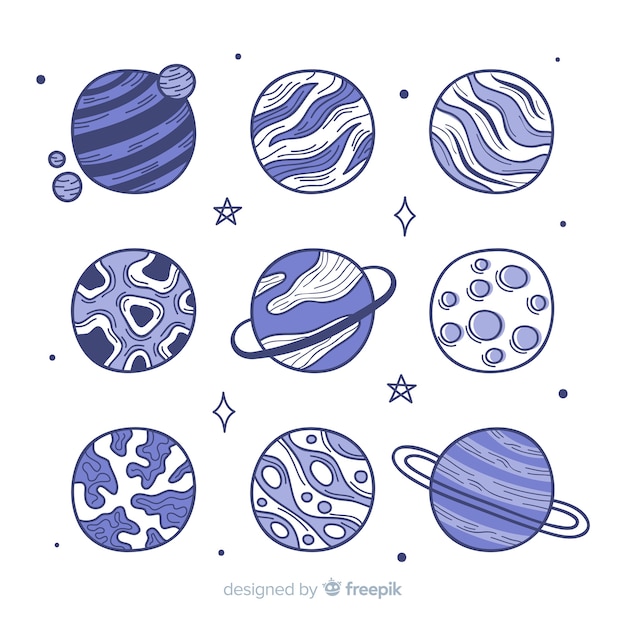 Free vector galaxy planet collection design