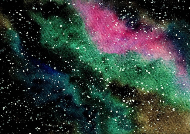 Free Vector galaxy in space with colorful nebula watercolor background