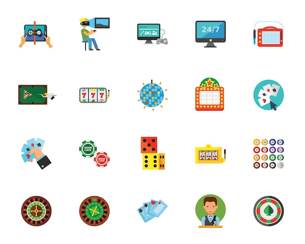 Gambling games icon set