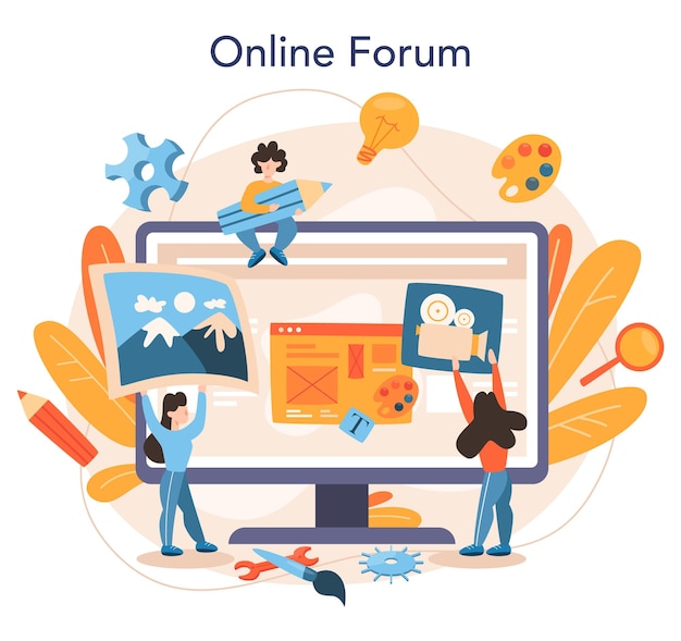 Game development online service or platform Creative process of a computer video game design Programming and codding Online forum Flat vector illustration