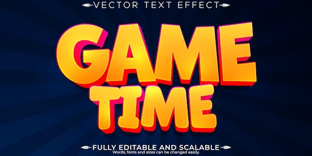 Free vector game editable text effect editable time and cartoon text style