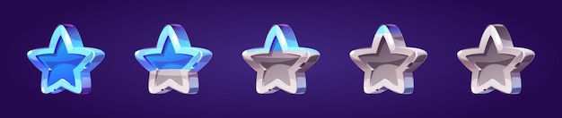 Game icon of rating star in blue and silver colors