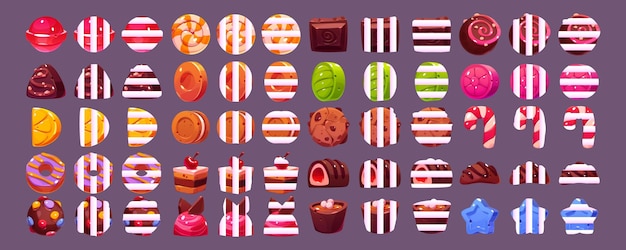 Free Vector game icons of chocolate and hard sugar candies