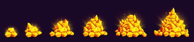 Free Vector game icons of piles of gold nuggets