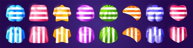 Game icons of striped hard sugar candies