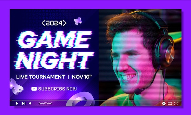 Free Vector game night youtube thumbnail