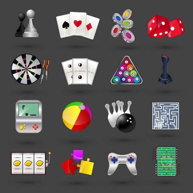 Game sport and gambling casino icons set isolated vector illustration