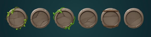 Game stone buttons round frames or ui level icons