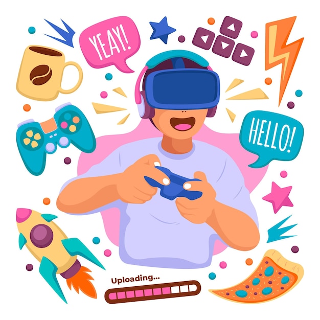 Free Vector game streamer concept elements illustrated