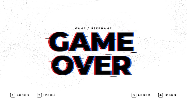 Game over text in glitch style background