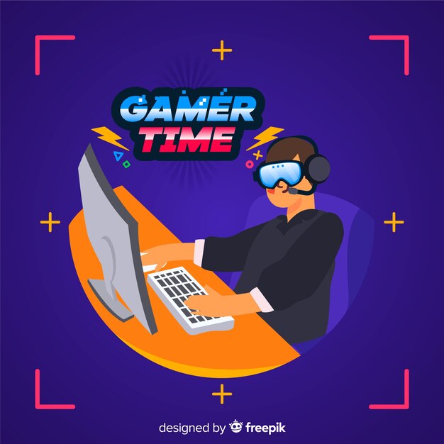 Gamer decorative illustration flat design