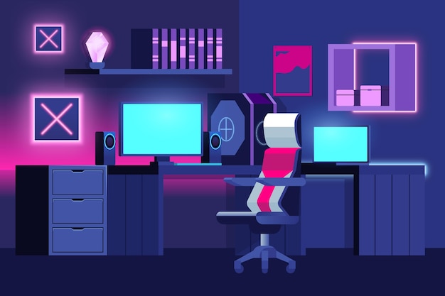 Free vector gamer room illustration