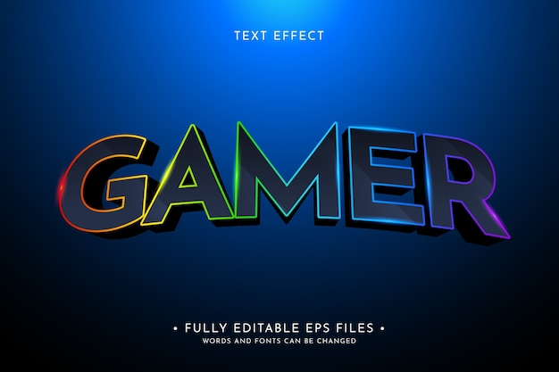 Free Vector gamer  text effect template