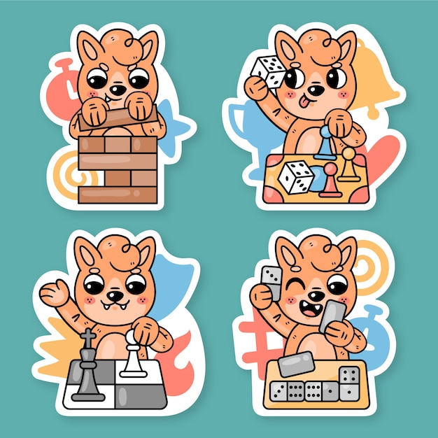 Games stickers collection with fred the fox