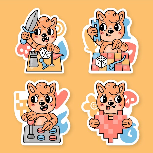 Games stickers collection with fred the fox