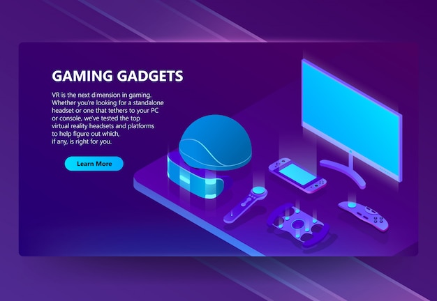 Free Vector gaming gadgets isometric concept background