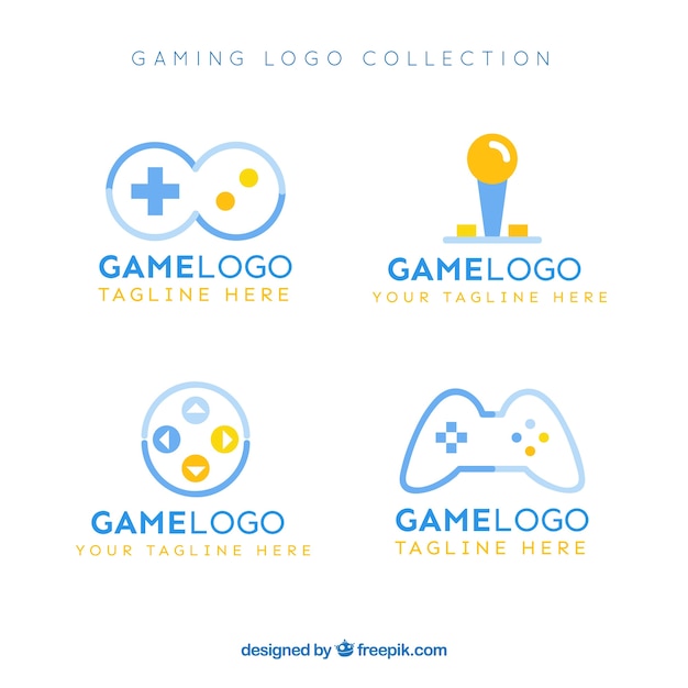 Gaming logo collection with flat design