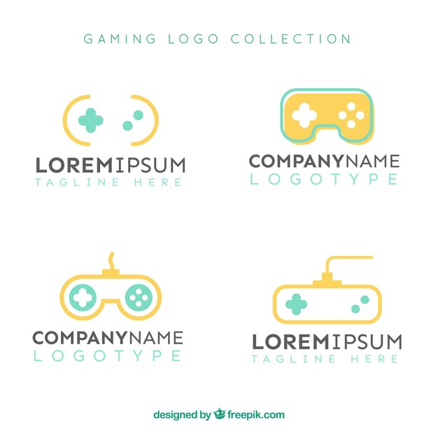 Gaming logo collection with flat design