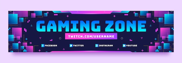 Gaming twitch banner template design