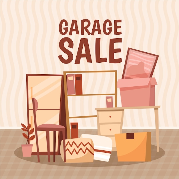 Garage sale concept with items