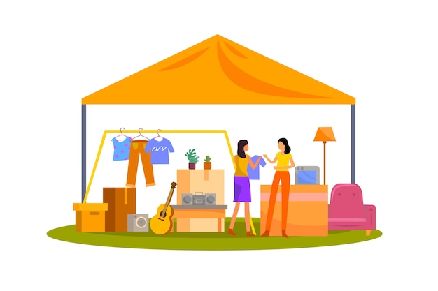 Free Vector garage sale concept with items