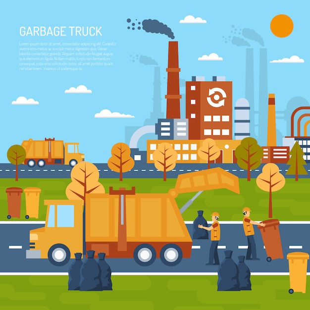 Free vector garbage truck concept