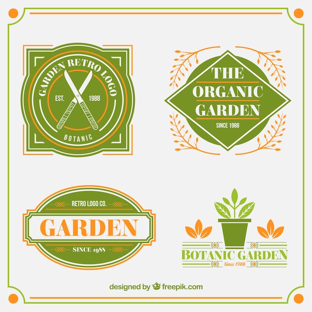 Free vector garden badges collection