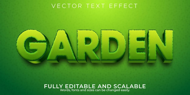 Garden green text effect, editable nature and plant text style