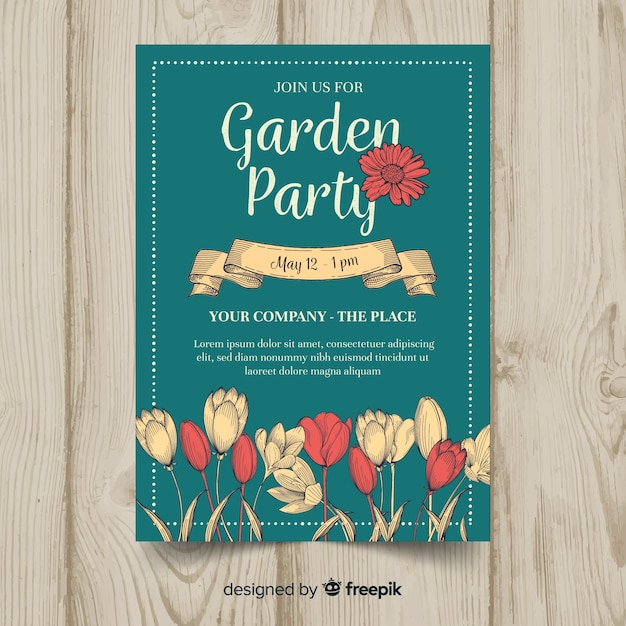 Free Vector garden invitation party flyer