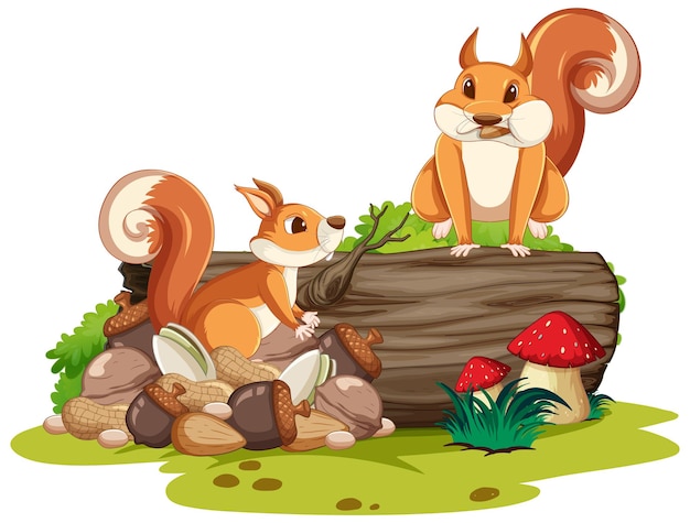 Garden scene with cute squirrel