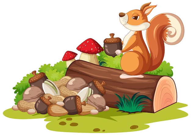 Garden scene with cute squirrel