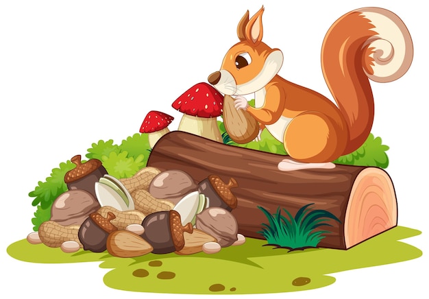 Garden scene with cute squirrel